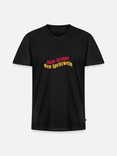 Spritzwein - Männer Premium Bio T-Shirt mit V-Ausschnitt - Schwarz
