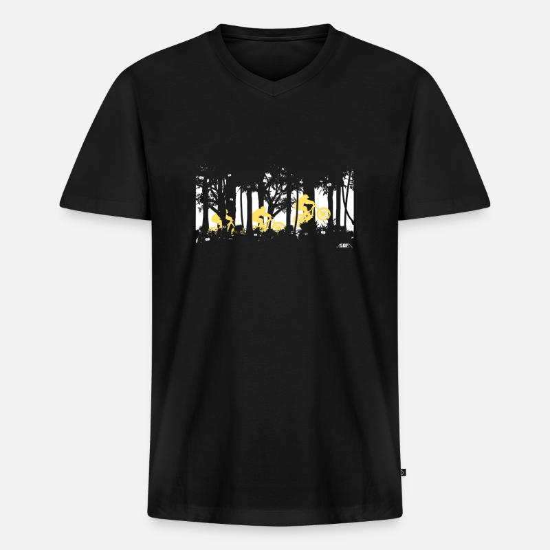 forest jump - Männer Premium Bio T-Shirt mit V-Ausschnitt - Schwarz