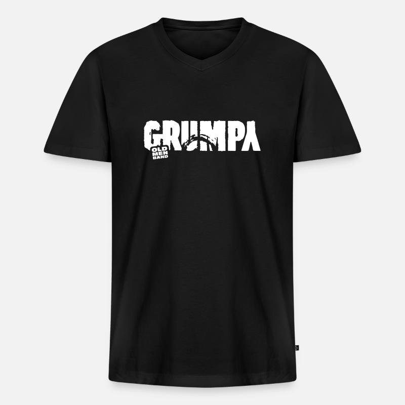 GRUMPY white - Männer Premium Bio T-Shirt mit V-Ausschnitt - Schwarz