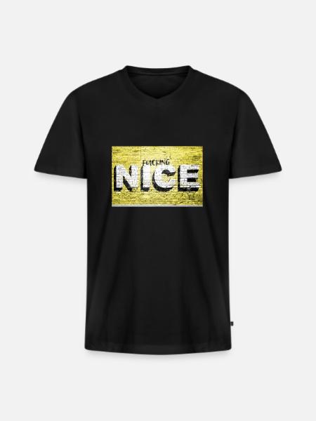 Fucking nice saying lettering Graffiti on Brick - Men's Premium Organic T-shirt with V-neck - black