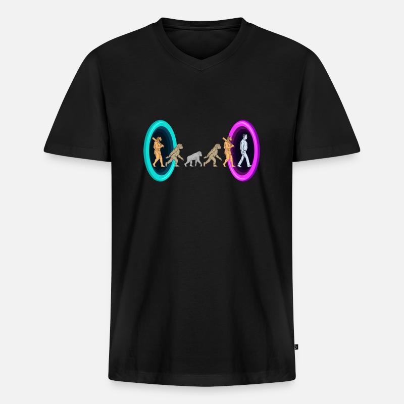 Evolution durch Portale - Männer Premium Bio T-Shirt mit V-Ausschnitt - Schwarz