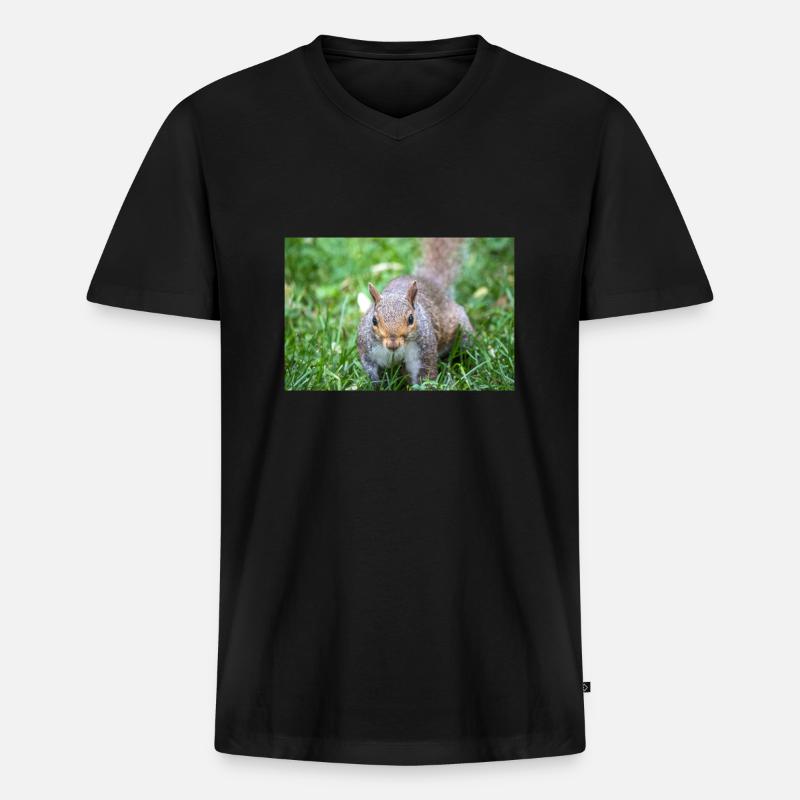 Grauhörnchen Sciurus carolinensis - Männer Premium Bio T-Shirt mit V-Ausschnitt - Schwarz
