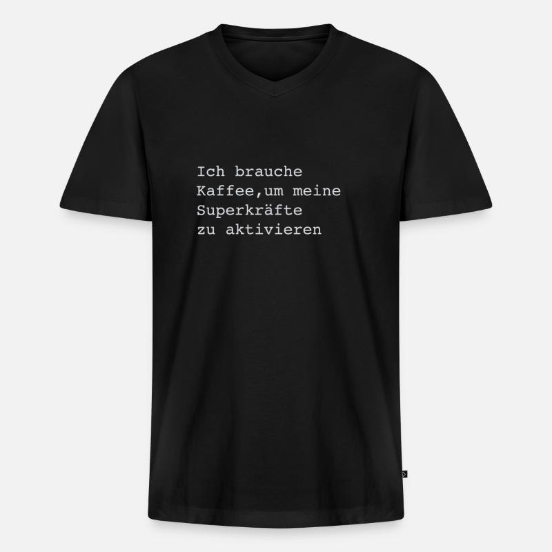 Superkraft Kaffee - Männer Premium Bio T-Shirt mit V-Ausschnitt - Schwarz