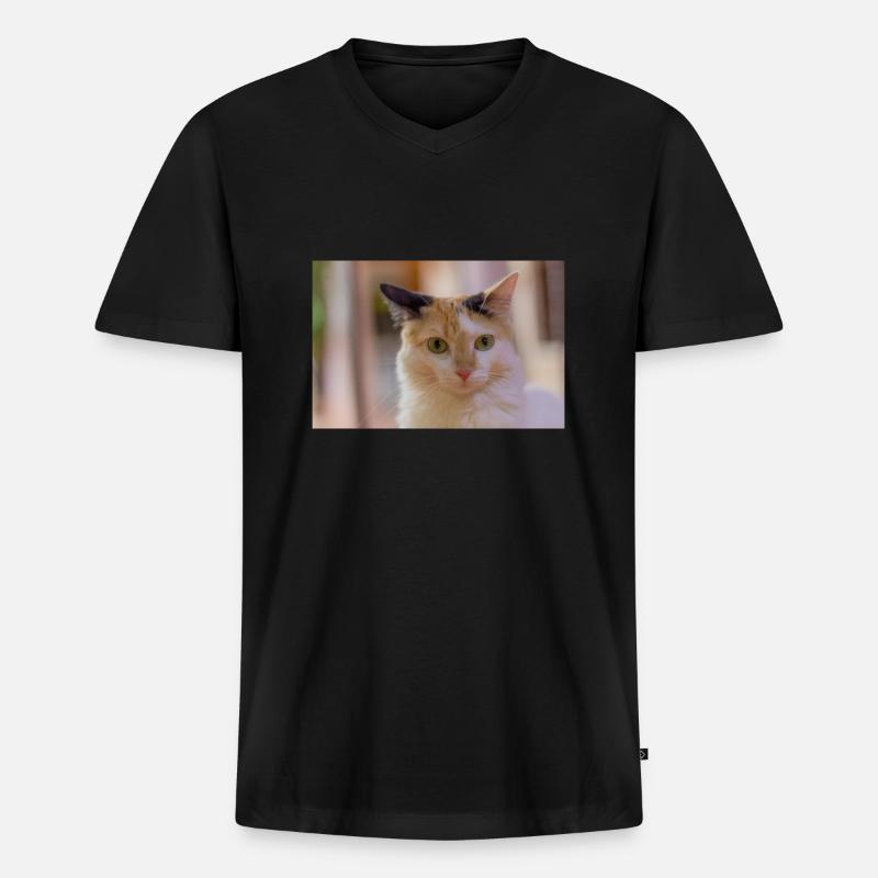 Die Katze - Männer Premium Bio T-Shirt mit V-Ausschnitt - Schwarz