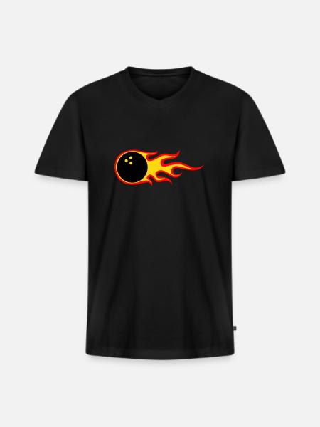 Ball on Fire - Männer Premium Bio T-Shirt mit V-Ausschnitt - Schwarz