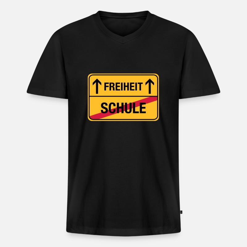 Schule – Freiheit - Männer Premium Bio T-Shirt mit V-Ausschnitt - Schwarz