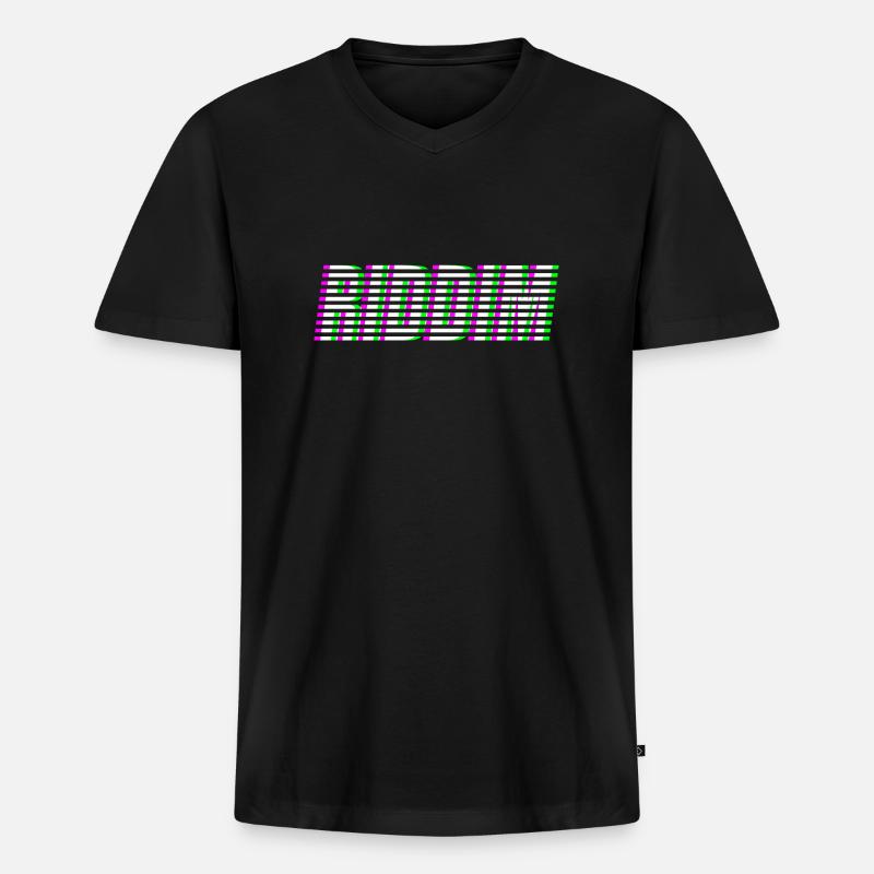 RIDDIM - Männer Premium Bio T-Shirt mit V-Ausschnitt - Schwarz