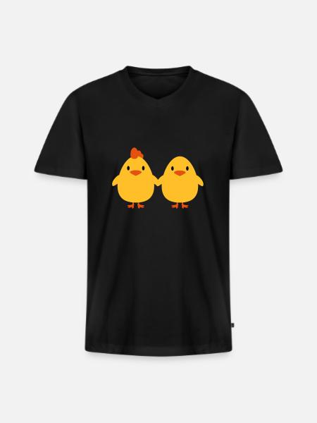 Chicks lovers cock and hen - Men's Premium Organic T-shirt with V-neck - black