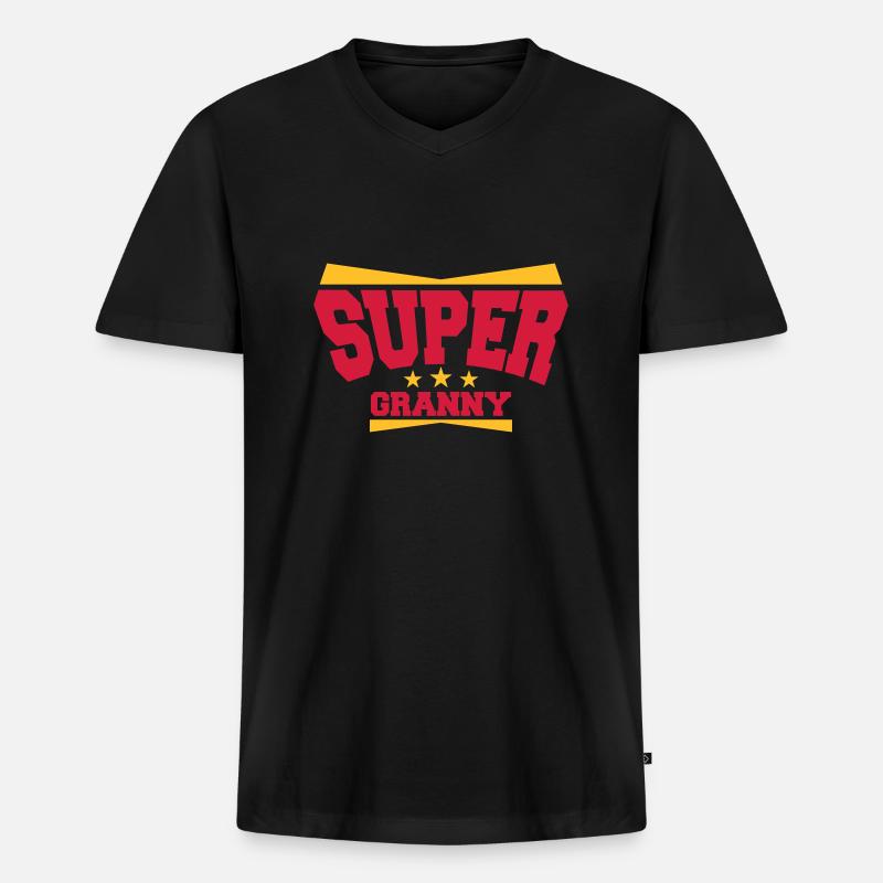Super Granny Grandma Logo - Männer Premium Bio T-Shirt mit V-Ausschnitt - Schwarz