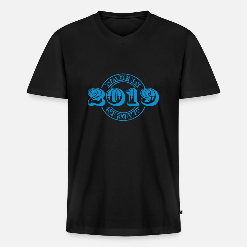 made in 2019 m1k2 - Männer Premium Bio T-Shirt mit V-Ausschnitt - Schwarz