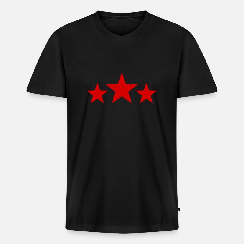 Rote Sterne - Männer Premium Bio T-Shirt mit V-Ausschnitt - Schwarz