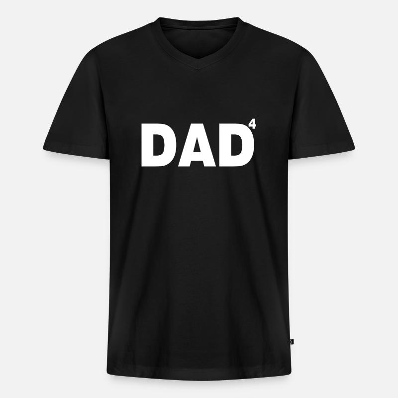 Vater von 4 - Männer Premium Bio T-Shirt mit V-Ausschnitt - Schwarz
