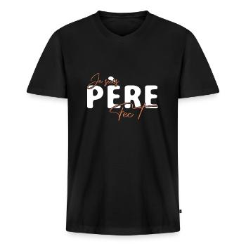 Je suis Père FECT - T-shirt encolure en V Premium bio Homme - noir - Devant - Nico (187cm)