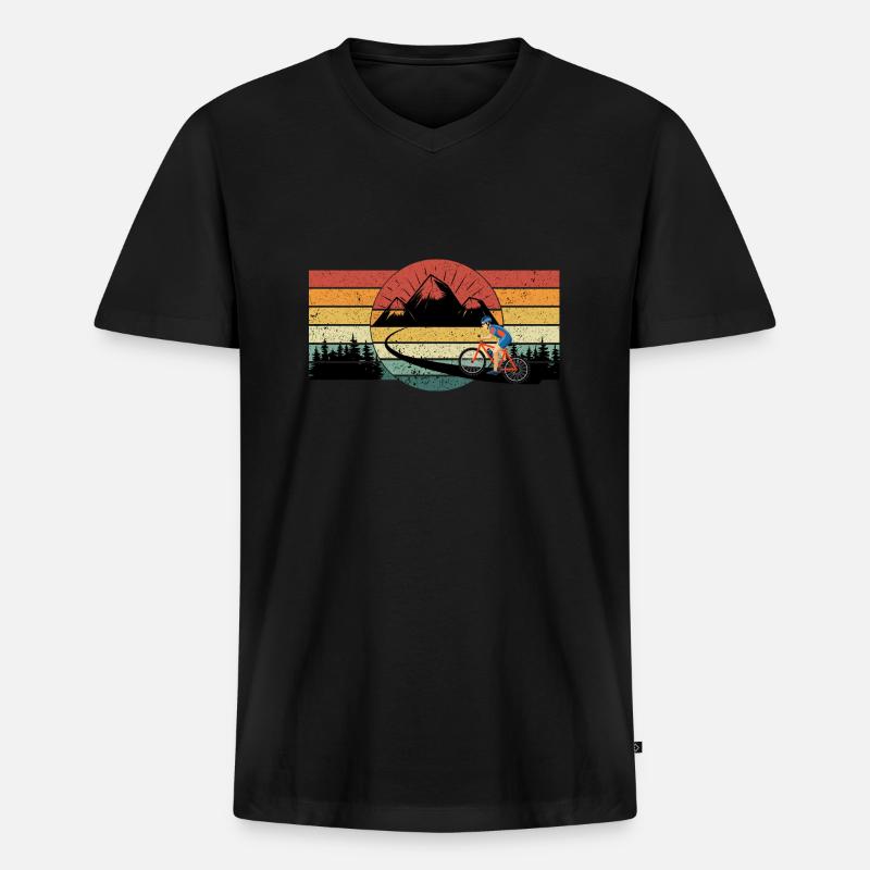 MTB - MTB - Der Bergpfad - Männer Premium Bio T-Shirt mit V-Ausschnitt - Schwarz