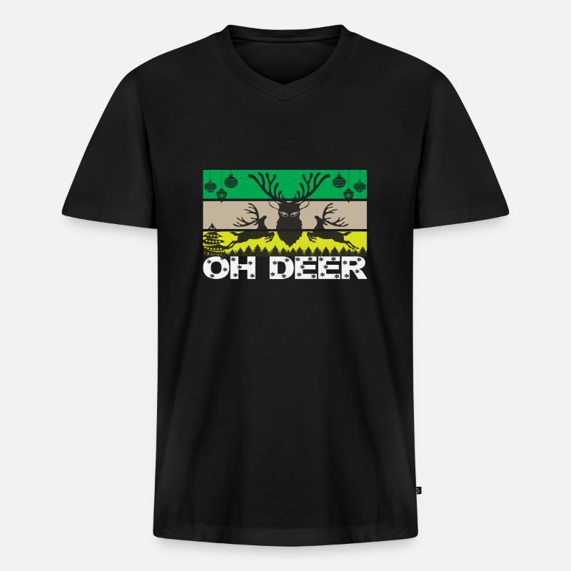 Oh Deer - Männer Premium Bio T-Shirt mit V-Ausschnitt - Schwarz