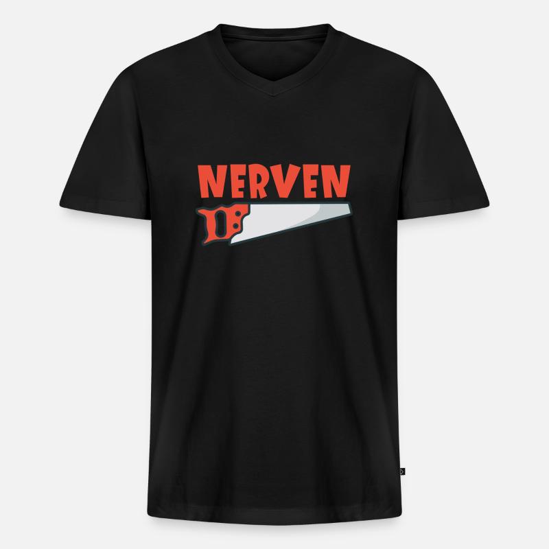 Nervensäge - Männer Premium Bio T-Shirt mit V-Ausschnitt - Schwarz