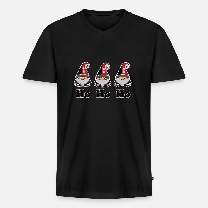 Wichtel_HoHoHo - Männer Premium Bio T-Shirt mit V-Ausschnitt - Schwarz