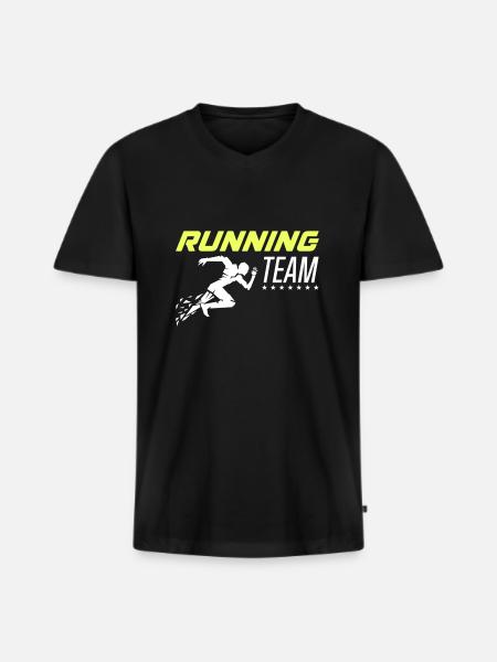 Running Team 1 - Men's Premium Organic T-shirt with V-neck - black