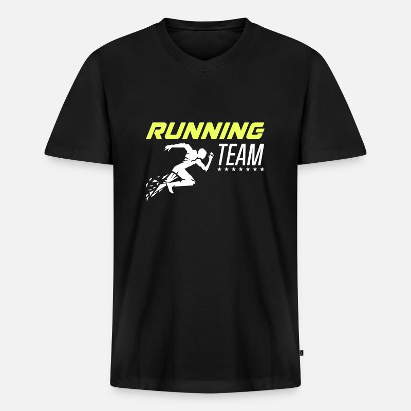 running team 1 - Männer Premium Bio T-Shirt mit V-Ausschnitt - Schwarz