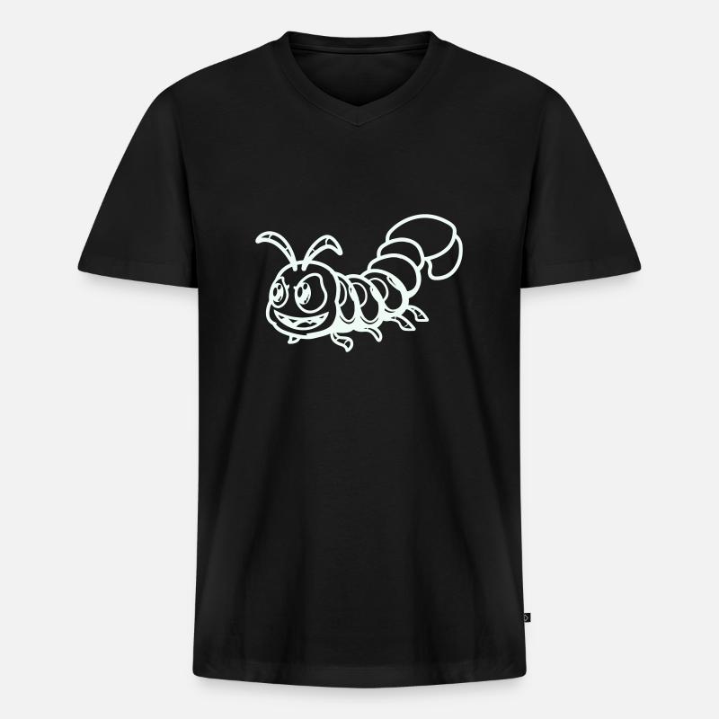 tausendfüßler comic - Männer Premium Bio T-Shirt mit V-Ausschnitt - Schwarz