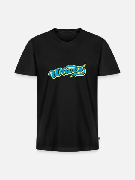 waves - Men's Premium Organic T-shirt with V-neck - black