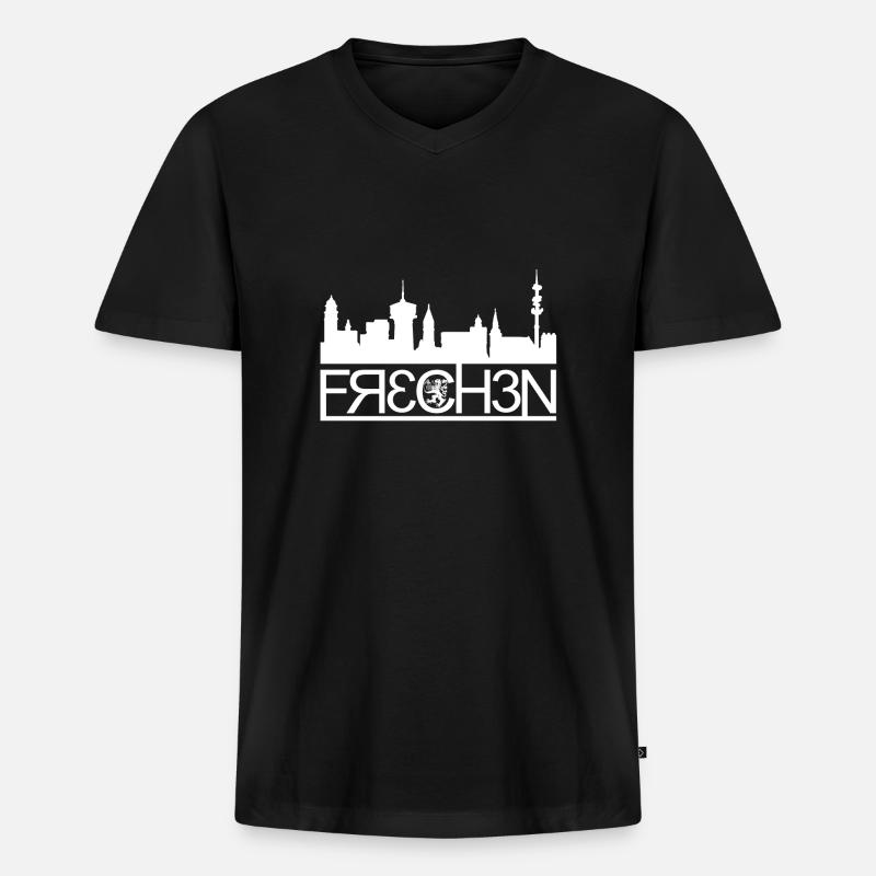 Frechen - Männer Premium Bio T-Shirt mit V-Ausschnitt - Schwarz