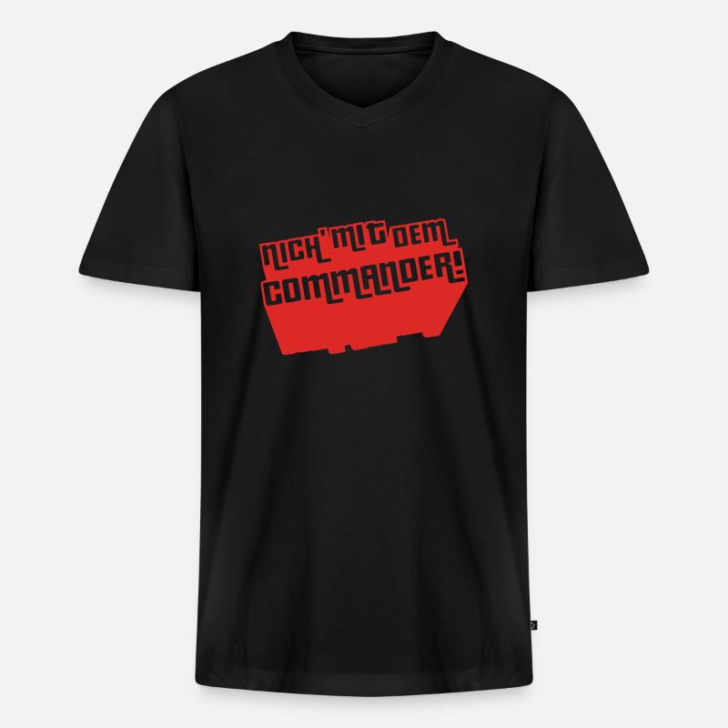 Nich' mit dem Commander! - Männer Premium Bio T-Shirt mit V-Ausschnitt - Schwarz
