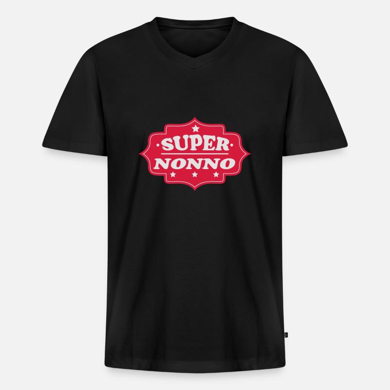 Super nonno 111 - Männer Premium Bio T-Shirt mit V-Ausschnitt - Schwarz