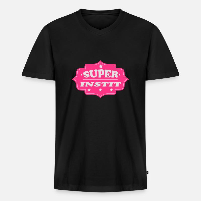 Super instit - Männer Premium Bio T-Shirt mit V-Ausschnitt - Schwarz