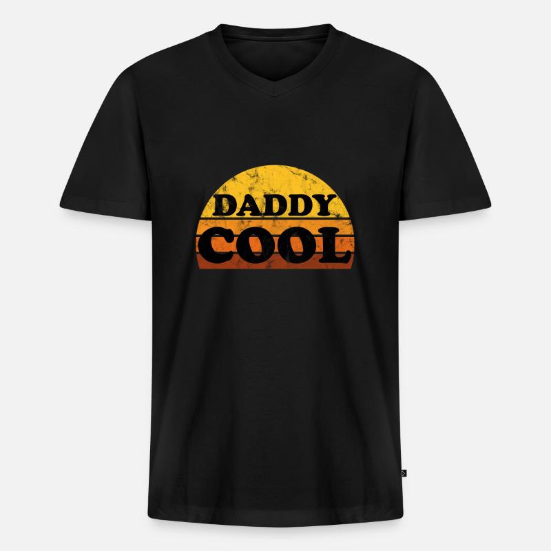 Daddy Cool Vater Retro - Männer Premium Bio T-Shirt mit V-Ausschnitt - Schwarz