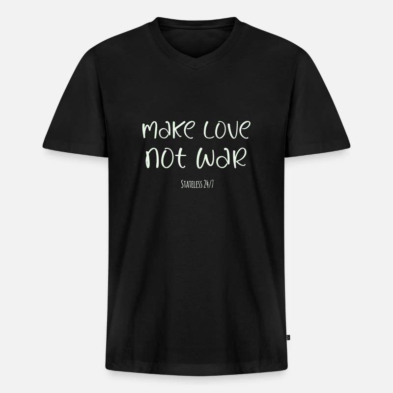make love not war - Männer Premium Bio T-Shirt mit V-Ausschnitt - Schwarz