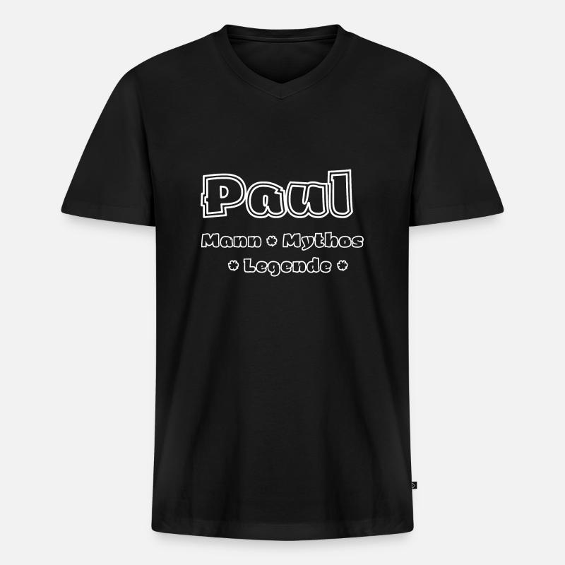 Paul - Mann, Mythos, Legende - Männer Premium Bio T-Shirt mit V-Ausschnitt - Schwarz