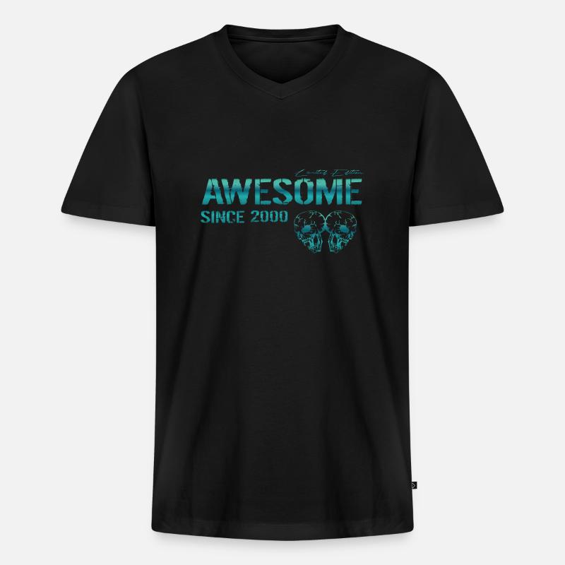 Awesome since 2000 Geschenk - Männer Premium Bio T-Shirt mit V-Ausschnitt - Schwarz