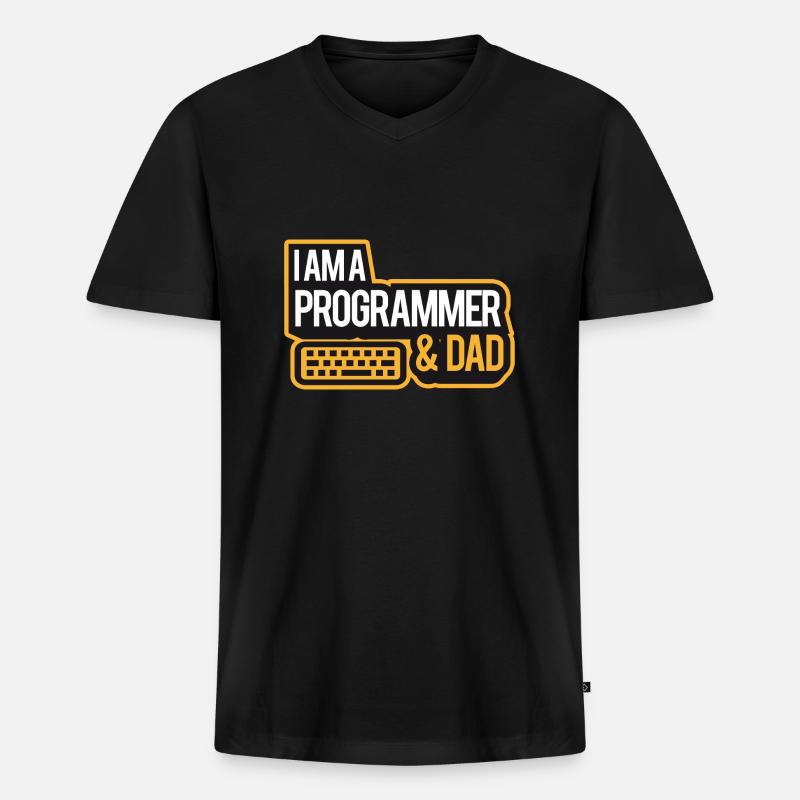 I'm A Programmer And Dad - Männer Premium Bio T-Shirt mit V-Ausschnitt - Schwarz