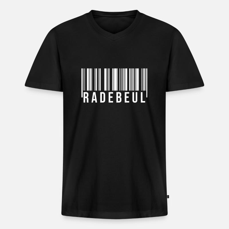 Radebeul Strichcode - Männer Premium Bio T-Shirt mit V-Ausschnitt - Schwarz