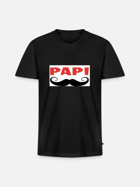PAPI - T-shirt encolure en V Premium bio Homme - noir