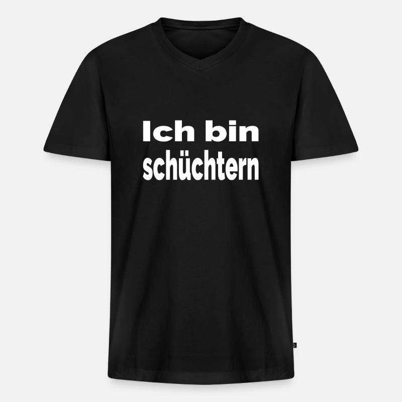 Schüchtern - Männer Premium Bio T-Shirt mit V-Ausschnitt - Schwarz
