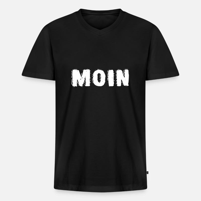 MOIN - Männer Premium Bio T-Shirt mit V-Ausschnitt - Schwarz