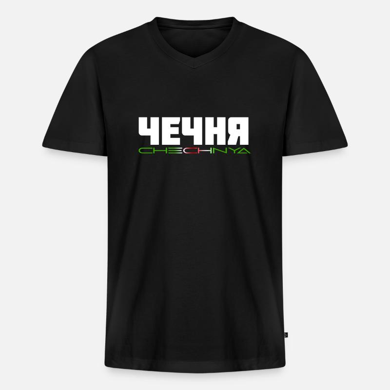CHECHNYA Kyril - Männer Premium Bio T-Shirt mit V-Ausschnitt - Schwarz
