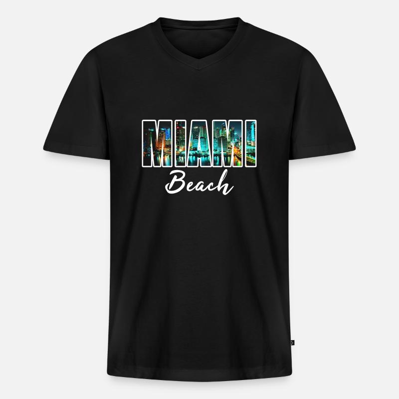 miami beach - Männer Premium Bio T-Shirt mit V-Ausschnitt - Schwarz