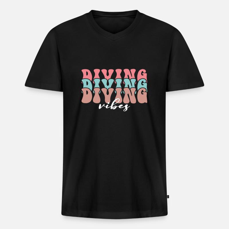 Diving Vibes - Männer Premium Bio T-Shirt mit V-Ausschnitt - Schwarz