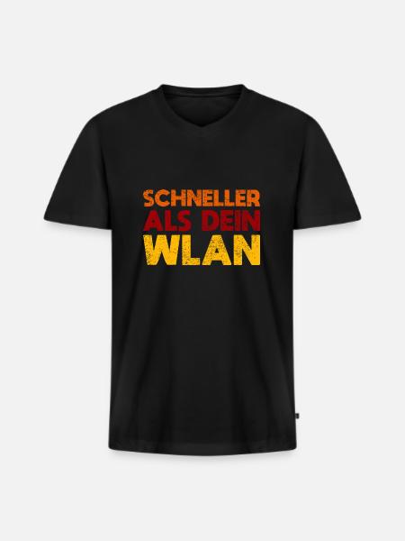 Schneller Als Dein WLAN - Männer Premium Bio T-Shirt mit V-Ausschnitt - Schwarz