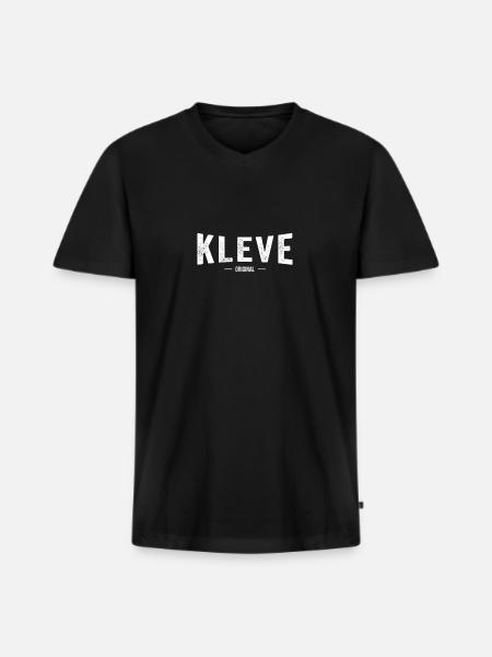 Kleve Original - Männer Premium Bio T-Shirt mit V-Ausschnitt - Schwarz