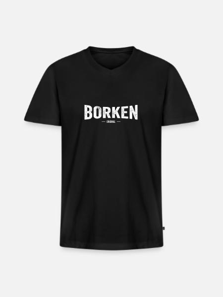 Borken Original - Männer Premium Bio T-Shirt mit V-Ausschnitt - Schwarz