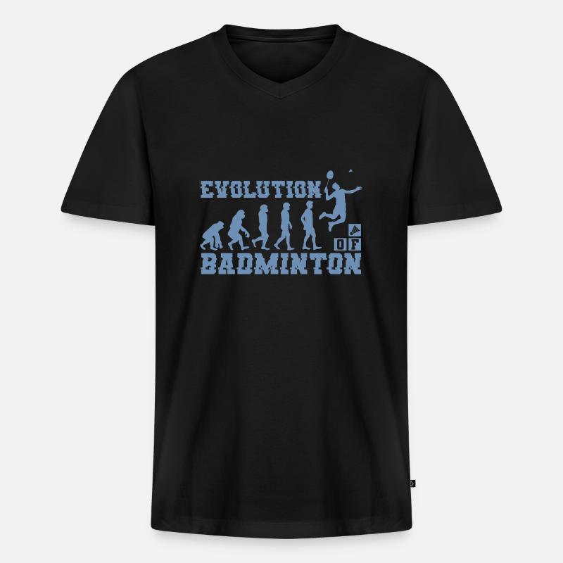 Badminton Evolution Silhouette - Männer Premium Bio T-Shirt mit V-Ausschnitt - Schwarz