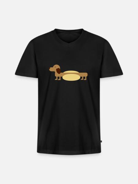 Hot-Dog - Männer Premium Bio T-Shirt mit V-Ausschnitt - Schwarz