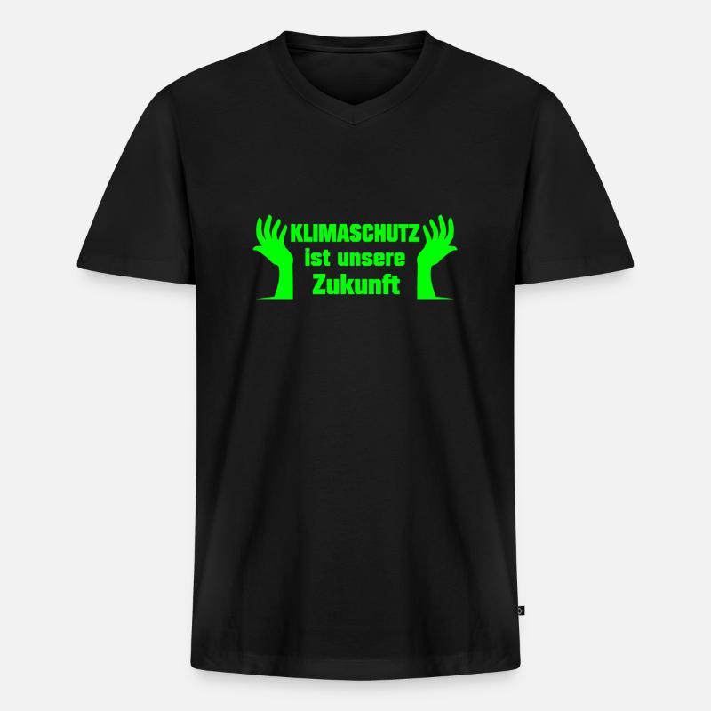 Klimaschutz - Männer Premium Bio T-Shirt mit V-Ausschnitt - Schwarz