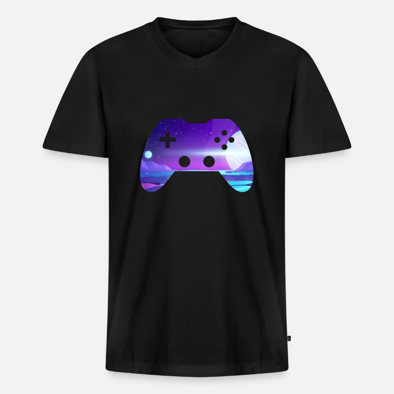 controller - Männer Premium Bio T-Shirt mit V-Ausschnitt - Schwarz