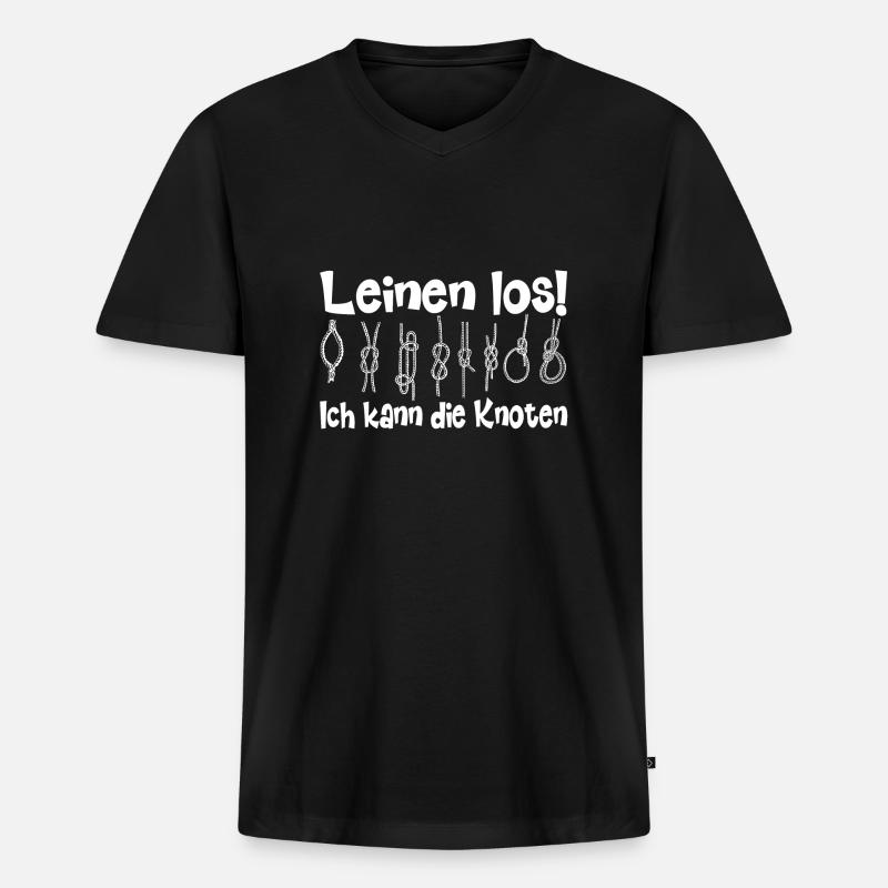 Leinen los! - Männer Premium Bio T-Shirt mit V-Ausschnitt - Schwarz
