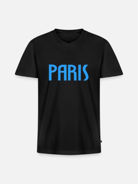 Paris - Männer Premium Bio T-Shirt mit V-Ausschnitt - Schwarz